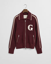 Load image into Gallery viewer, Gant Varsity Zip Cardigan in Plum Wine
