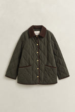 Load image into Gallery viewer, Gant Monogram Quilted Jacket in Dark Moss Green
