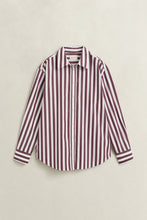 Load image into Gallery viewer, Gant Striped Classic Poplin Shirt in Darkened Wine
