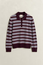 Load image into Gallery viewer, Gant Superfine Lambswool Striped Rugger in Darkened Wine
