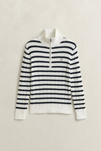Load image into Gallery viewer, Gant Stretch Cable Stripe Half-Zip Sweater in Eggshell
