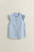 Load image into Gallery viewer, Gant Striped Ruffle Blouse in Hydrangea Blue
