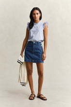 Load image into Gallery viewer, Gant Striped Ruffle Blouse in Hydrangea Blue
