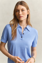 Load image into Gallery viewer, Gant  Knitted Short Sleeve Rugger in Hydrangea Blue
