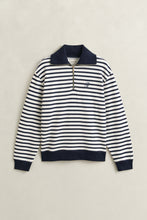 Load image into Gallery viewer, Gant Striped Half-Zip Sweater in Evening Blue
