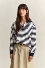 Load image into Gallery viewer, Gant Striped Half-Zip Sweater in Evening Blue
