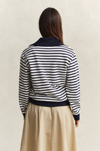 Load image into Gallery viewer, Gant Striped Half-Zip Sweater in Evening Blue
