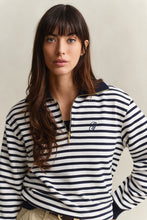 Load image into Gallery viewer, Gant Striped Half-Zip Sweater in Evening Blue
