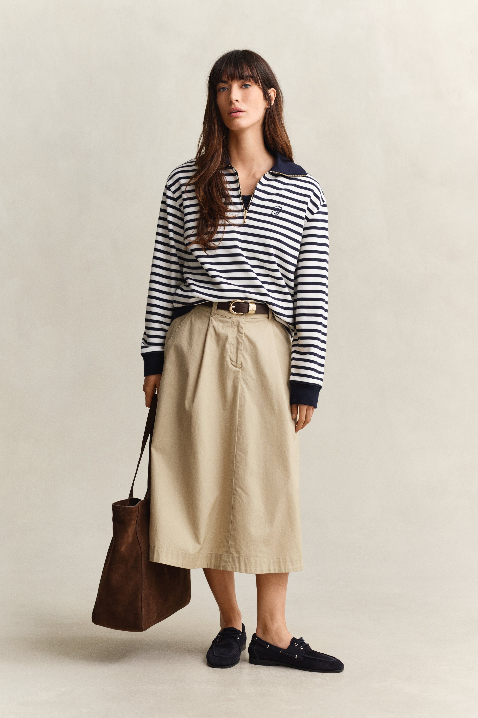 Gant Striped Half-Zip Sweater in Evening Blue – Ela Maria
