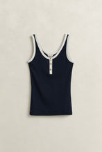 Load image into Gallery viewer, Gant Contrast Colour Ribbed Tank Top in Blue
