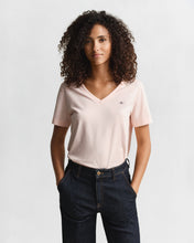 Load image into Gallery viewer, Gant Shiled V-Neck T-Shirt in Apricot Pink
