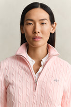 Load image into Gallery viewer, Gant Stretch Cable Half-Zip in Apricot Pink
