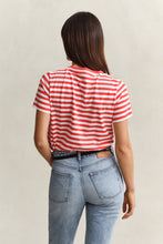 Load image into Gallery viewer, Gant Striped Shield T-Shirt on Perfect Red
