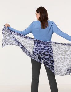 GERRY WEBER Scarf in Blue Leopard Print