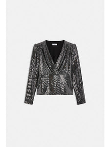 Suncoo Lorena Long-Sleeve Metallic Top