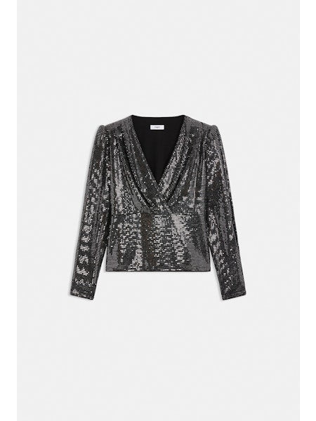 Suncoo Lorena Long-Sleeve Metallic Top