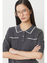 Load image into Gallery viewer, Suncoo Polka Polo Knit in Grey
