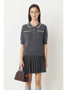Suncoo Polka Polo Knit in Grey