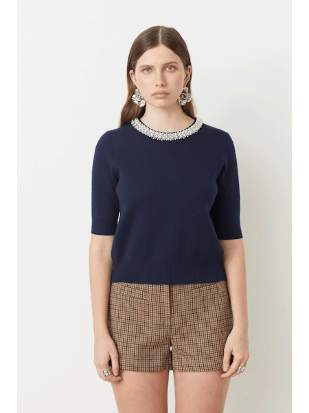 Suncoo Pearl Sweater in Navy