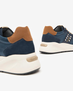 NeroGiardini Suede & Leather Trainers in Navy