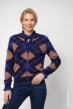Load image into Gallery viewer, Monari Argyle Zip up Cardigan
