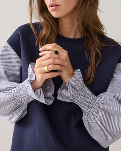 Summum Sweatshirt with Striped Sleeves