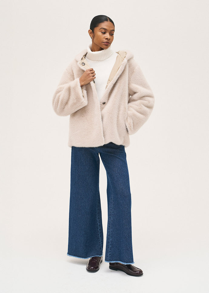 Rosso35 Faux Fur Reversible Jacket with Hood