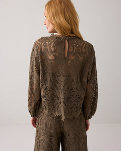 Summum Boxy Lace Top in Camo