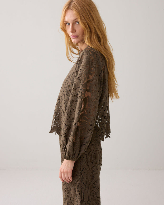 Summum Boxy Lace Top in Camo