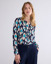 Load image into Gallery viewer, Summum Navy &amp; Peacock Blouse
