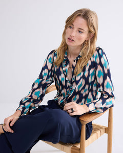 Summum Navy & Peacock Blouse