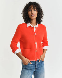 Gant Knit Jacket in Orange Red