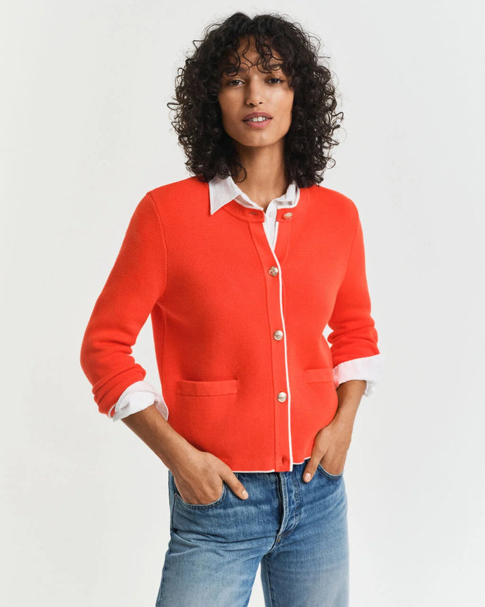 Gant Knit Jacket in Orange Red