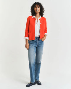 Gant Knit Jacket in Orange Red