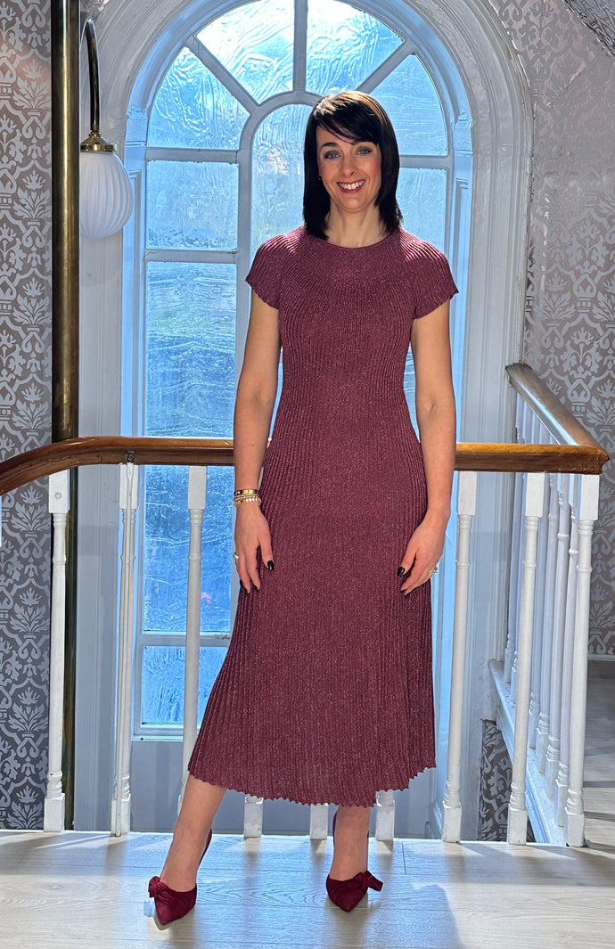 Marella Mlldraghi Satin Dress in Ruby