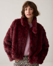 Load image into Gallery viewer, Summum Burgandy Soft Faux Fur Jacket
