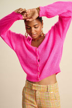 Load image into Gallery viewer, Pom Neon Pink Cardigan
