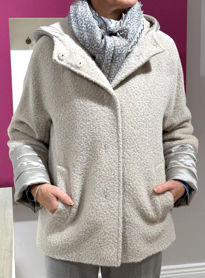 Cinzia Rocca Hooded Wool & Alpaca Jacket in Beige