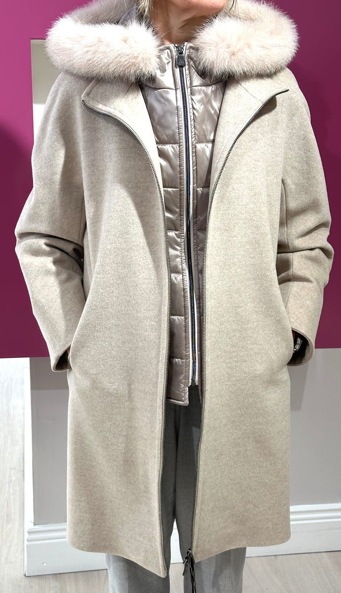 Cinzia Rocca Alpaca Wool Parka in Sand