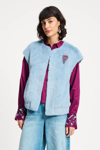 Pom Blue Fur Gilet