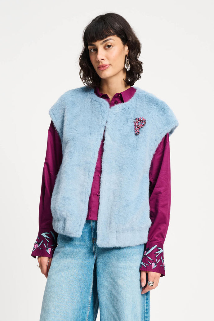 Pom Blue Fur Gilet