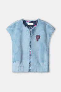 Pom Blue Fur Gilet