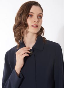 Cinzia Rocca Single Breast Overcoat with Shirt Collar in Navy