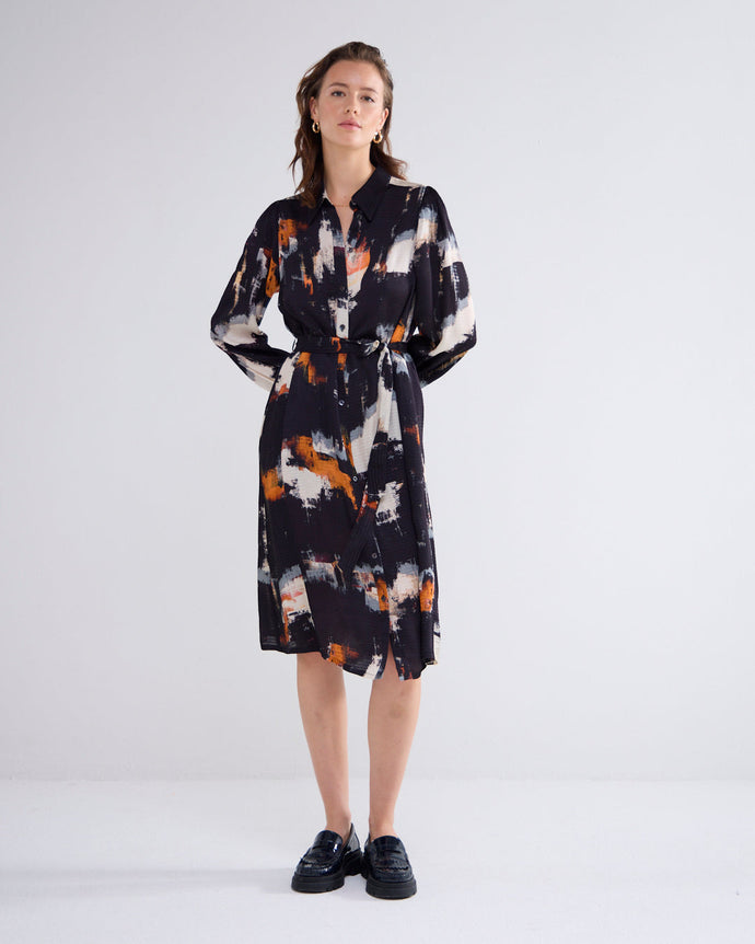 Summum Black & Orange Shirt Dress