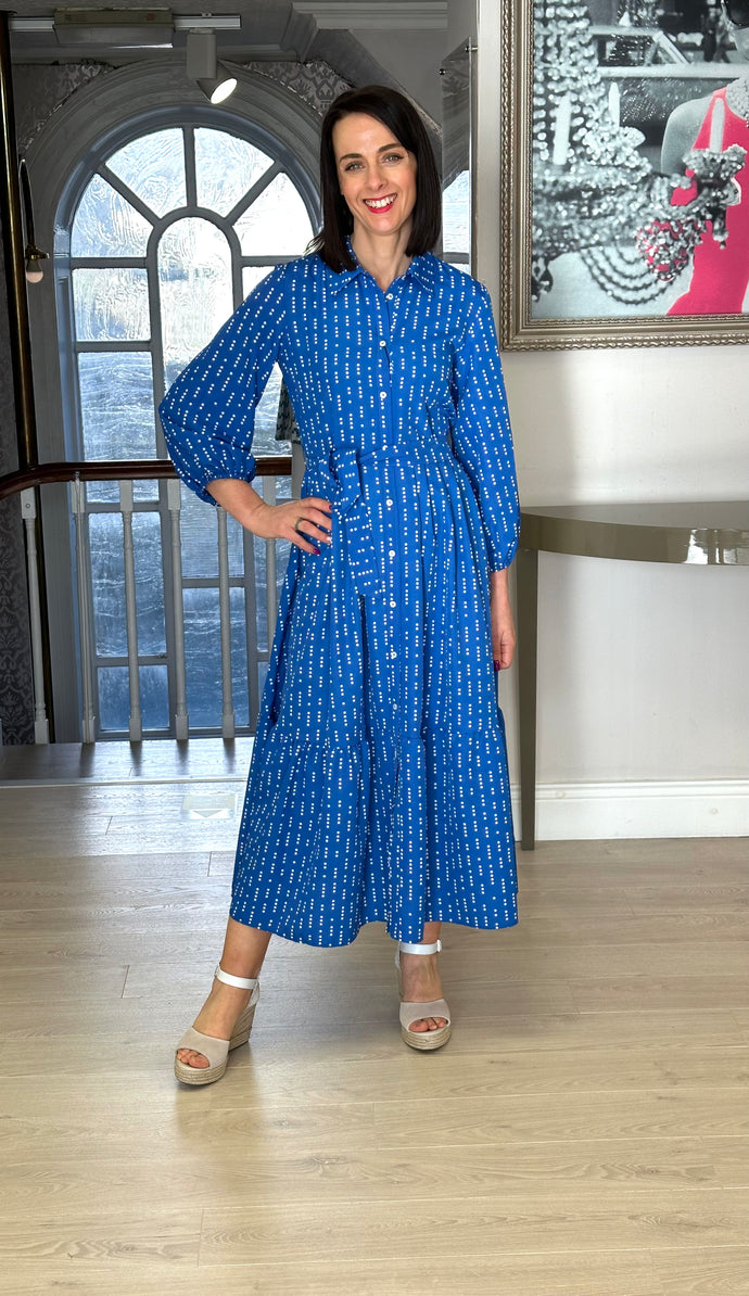 Emme Limone Dress in Cornflour Blue Print