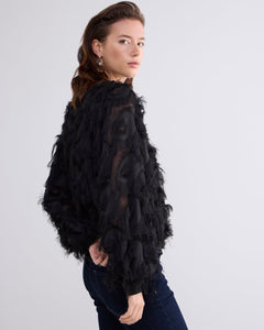 Summum Black Fluffy Blouse with Fringing