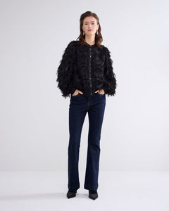 Summum Black Fluffy Blouse with Fringing