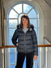 Load image into Gallery viewer, Colmar Turtle-Neck Down with Faux Fur in Navy
