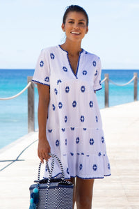 Aspiga India Dress in White/Blue