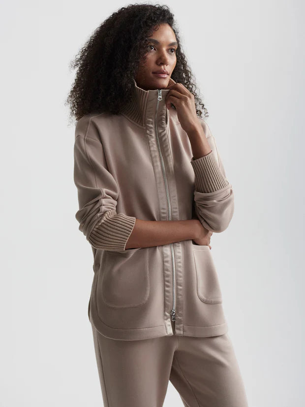 Varley Niamh Zip Through in Light Taupe